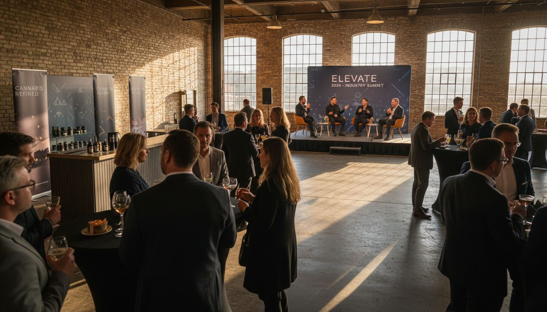 People networking at upscale cannabis industry event