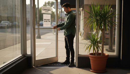 Manager unlocking cannabis retail storefront
