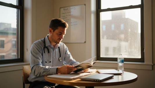 Doctor reviewing cannabis journal with patient