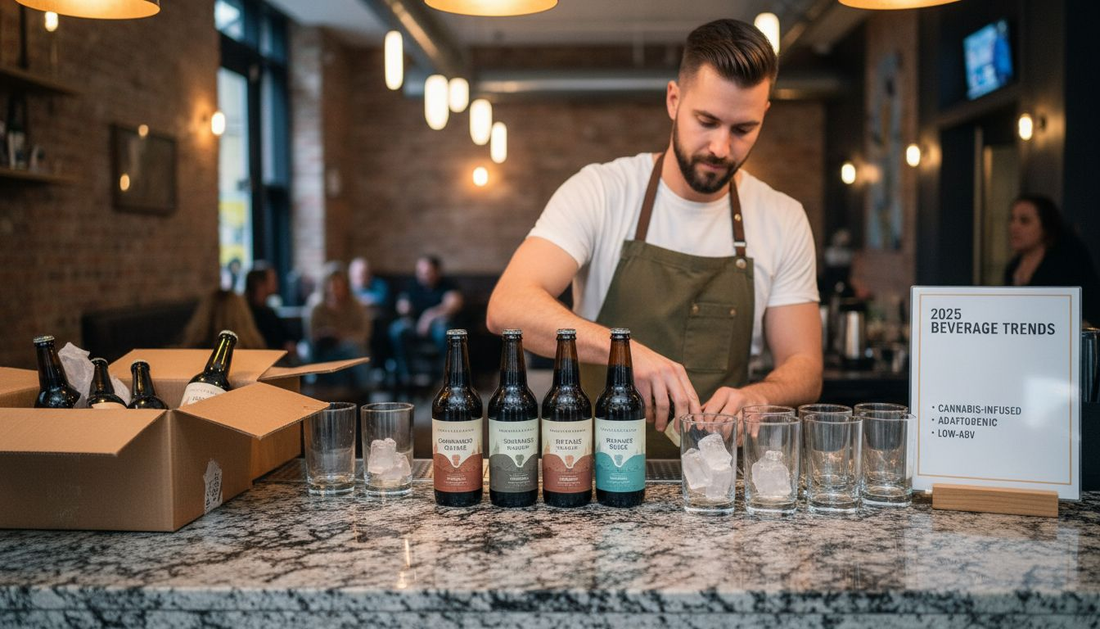 Bartender preparing cannabis beverage tasting bar